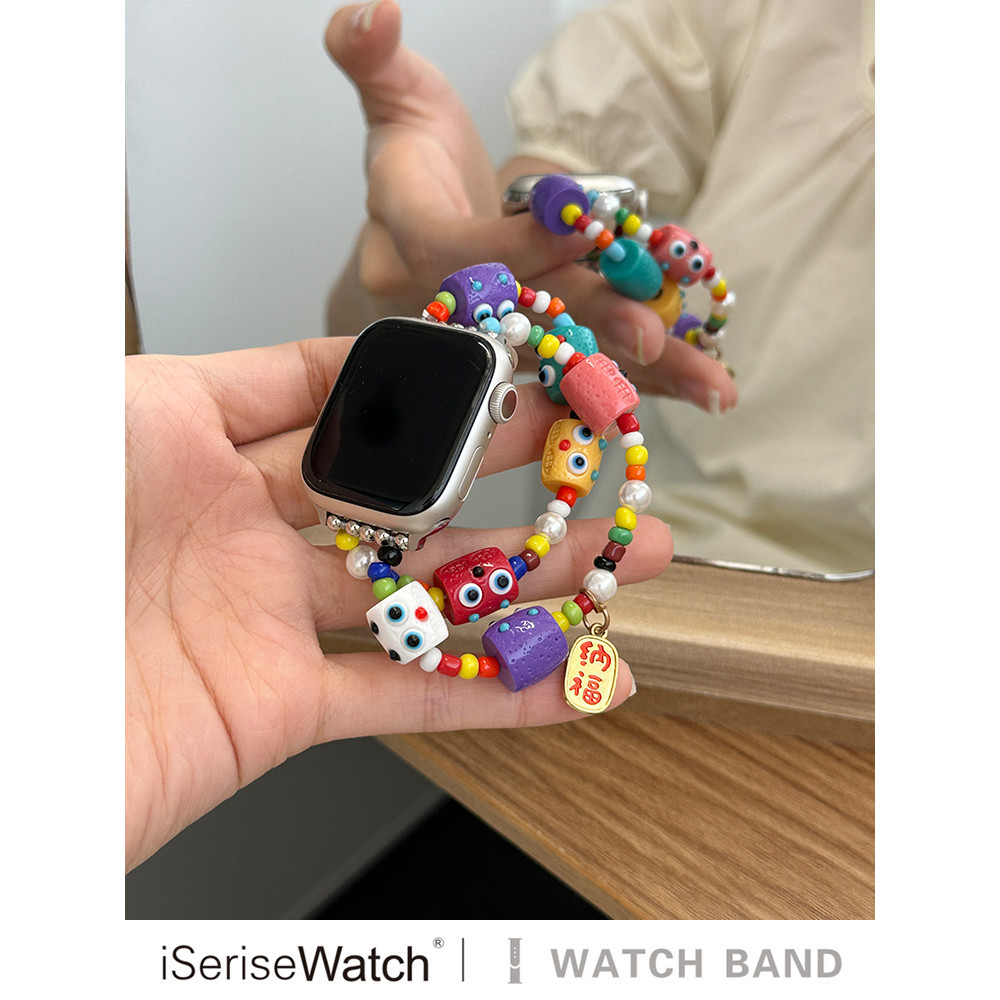 【免運 蘋果手錶錶帶】applewatch 錶帶 s9彩色小怪獸多巴胺可愛蘋果手錶8/se創意手鏈iwatch8
