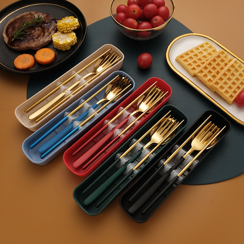 客製化【餐具】筷子勺子叉子 三件式 不鏽鋼 便攜式 餐具套裝 一人用一筷 訂製logo 刻字