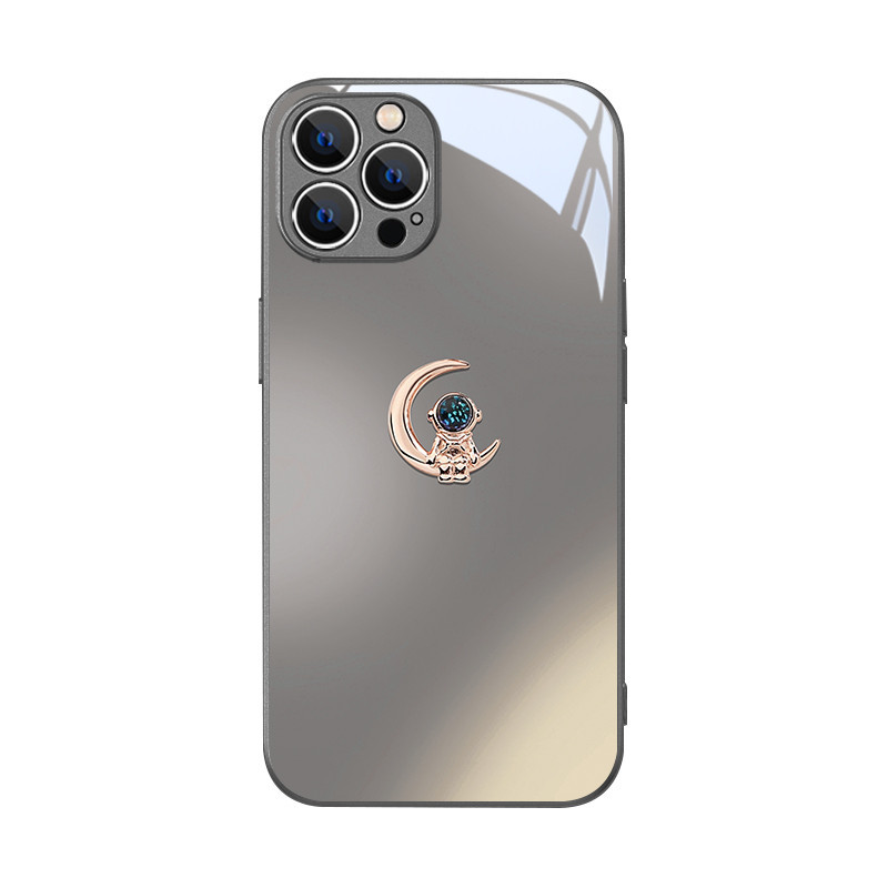 金屬太空人iPhone14情侶手機殼蘋果15ProMax新款13太空人12簡約xr創意11高級感15plus個性7p玻璃