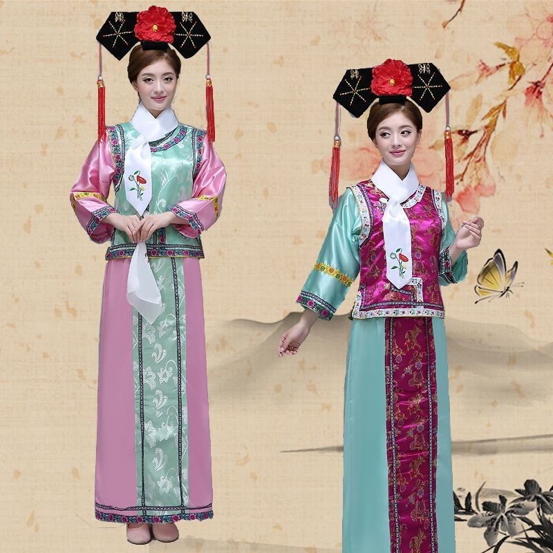 馬麵裙套裝  新中式洋裝  中式套裝   中國風服飾清朝古裝格格裝女宮廷滿族旂服還珠格格演出服小品年會甄嬛傳衕款