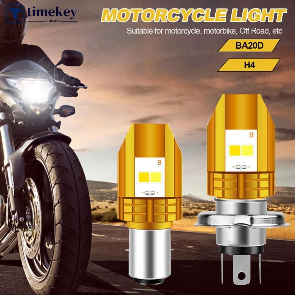 Timekey摩托車h6 BA20D H4 LED大燈燈泡雙色白黃LED 12V C2P8