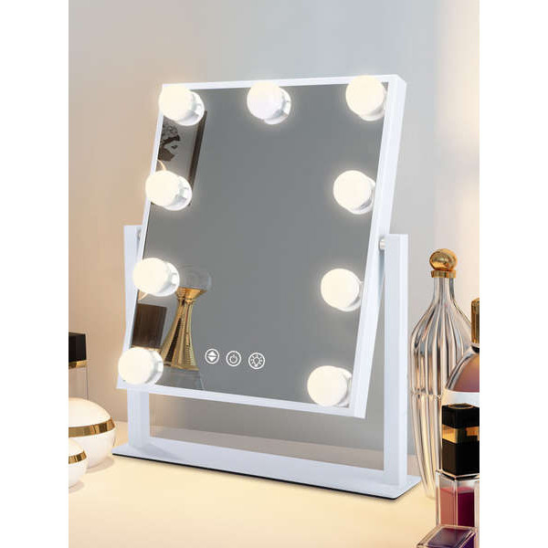 臺式led化妝鏡燈大號補光梳妝鏡桌面ins家用帶燈精緻美妝鏡子燈泡