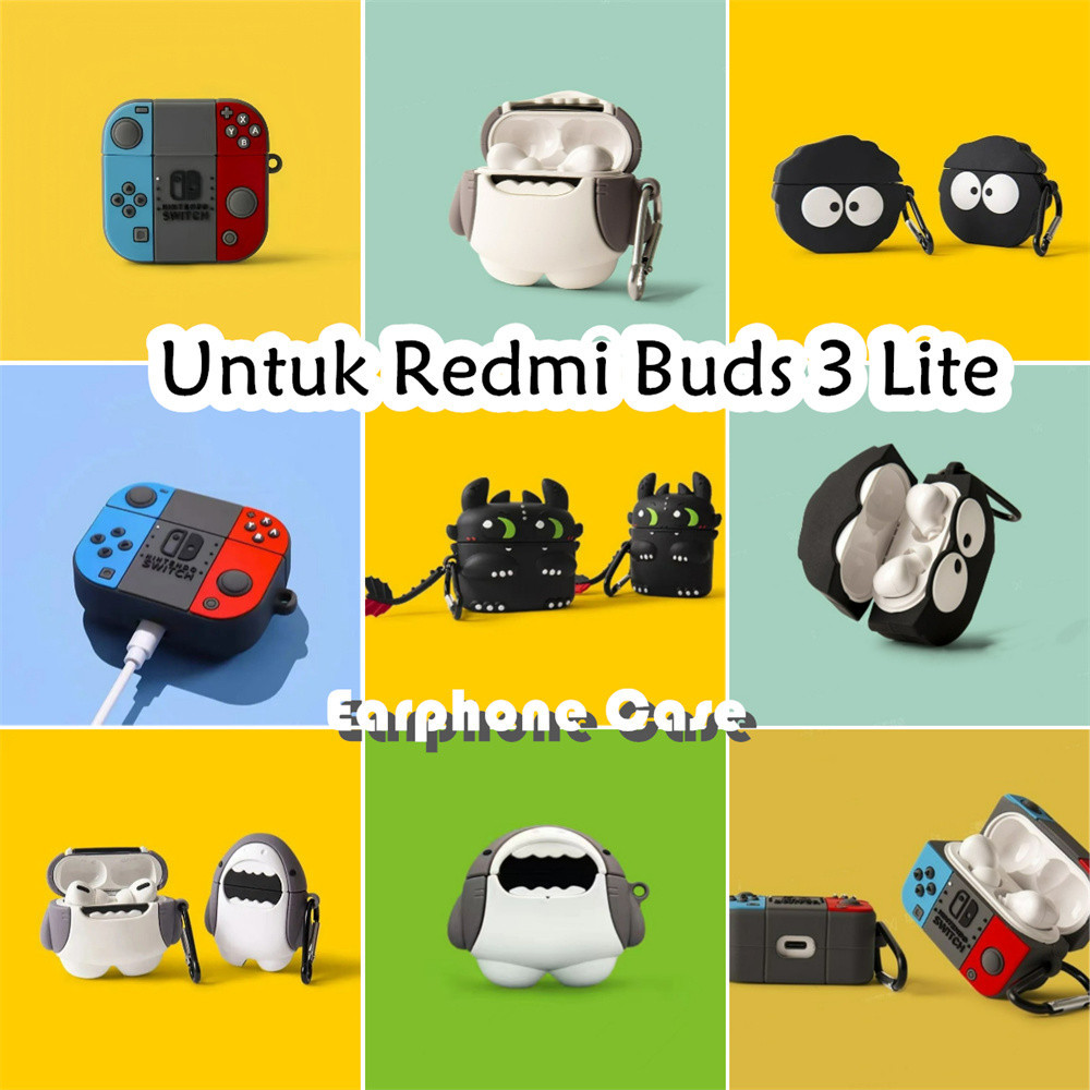適用於 Redmi Buds 3 Lite 手機殼時尚卡通鯊魚魚軟矽膠手機殼耳機套 NO.2