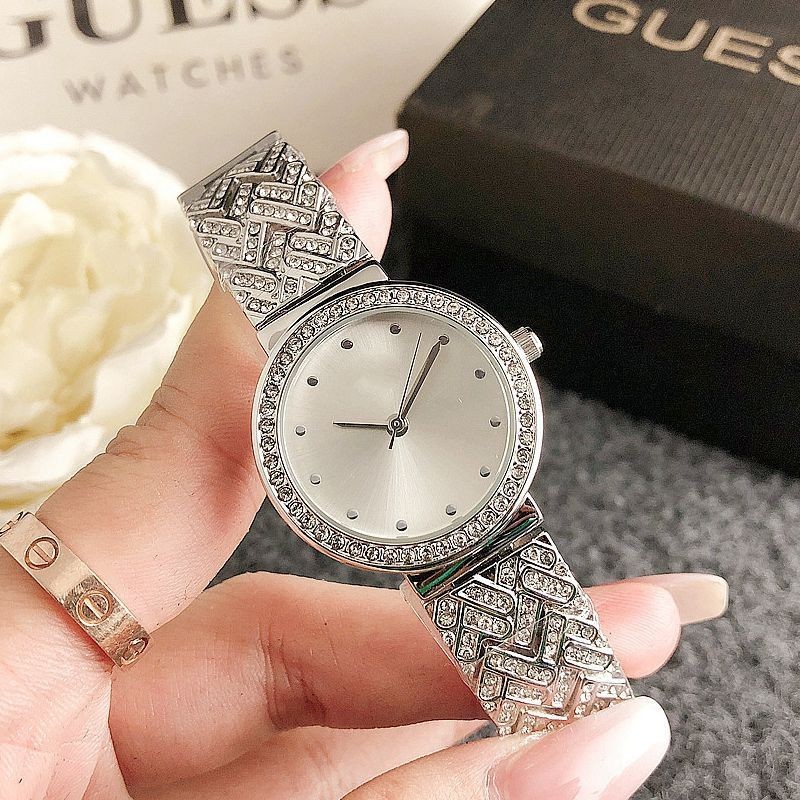Gue Watch Quartz Watch with Diamonds 女士手錶水鑽,時尚學生石英手錶,鑲鑽合金錶帶