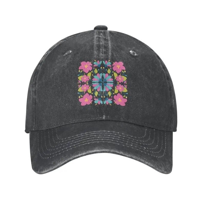 定制棉墨西哥花卉 Otomi 刺繡圖案棒球帽女式男士可調節民族花卉爸爸帽子街頭服飾