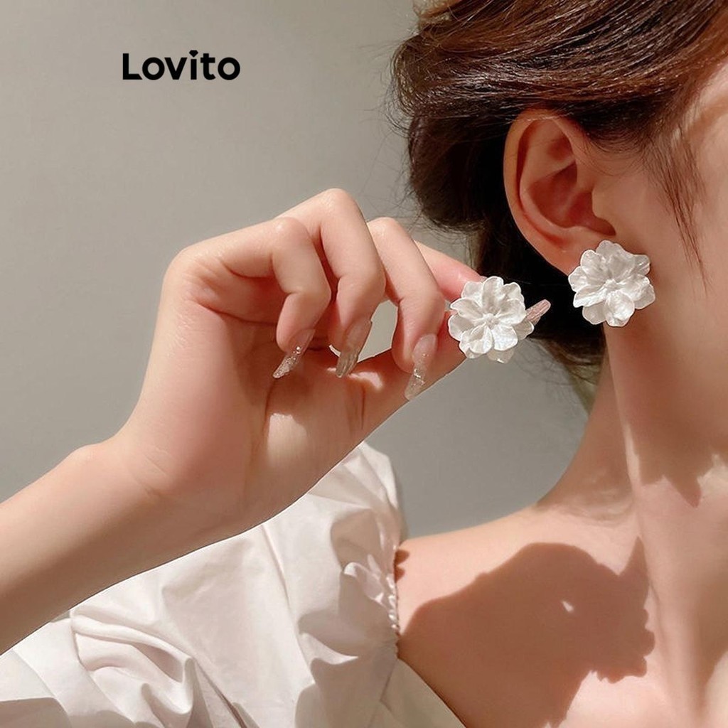 Lovito 女士休閒花卉花朵耳環 LFA24094