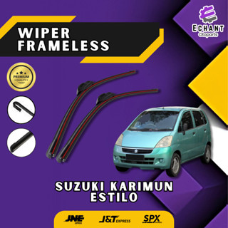 SUZUKI 鈴木 Karimun Estilo 汽車雨刮器模型無框軟橡膠 2 件 1 套左右