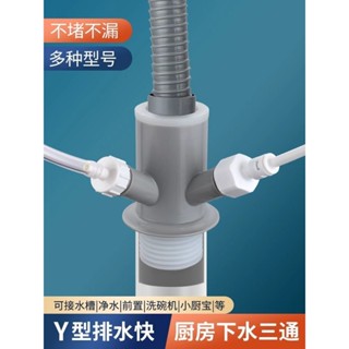 ⚡臺灣出貨⚡ 廚房下水管三通軟水機接頭水槽洗碗機淨水器前置小廚寶排水管四通 暢銷