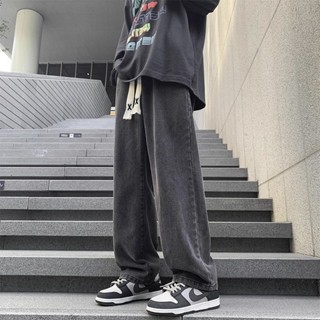 【HOT 本舖】男裝 美式復古牛仔褲男款秋冬季潮牌闊腿褲直筒寬鬆青少年大碼男士褲子