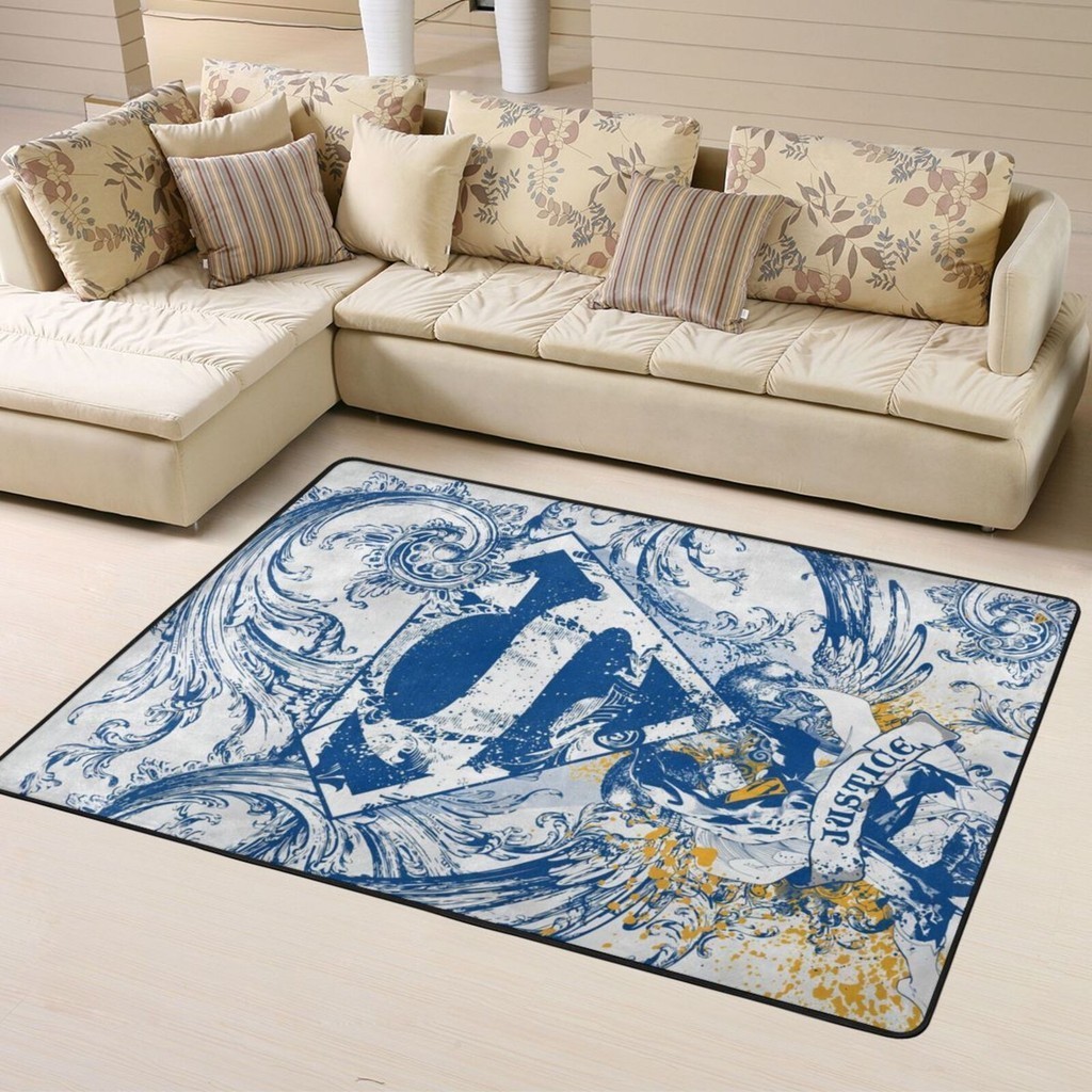 Dc 超人地毯 160*120cm 室內客廳墊防滑家居裝飾地板地毯時尚耐用柔軟