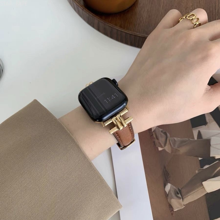 復古皮質工型釦 Apple watch 蘋果錶帶 iwatch 真皮錶帶 1-9代通用 Ultra 愛馬仕同款錶帶