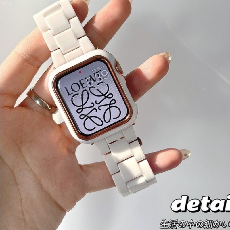 Apple Watch 夏季新款樹脂陶瓷錶帶 適用 iwatch SE 1-9代通用 Ultra 蘋果錶帶 替換腕帶