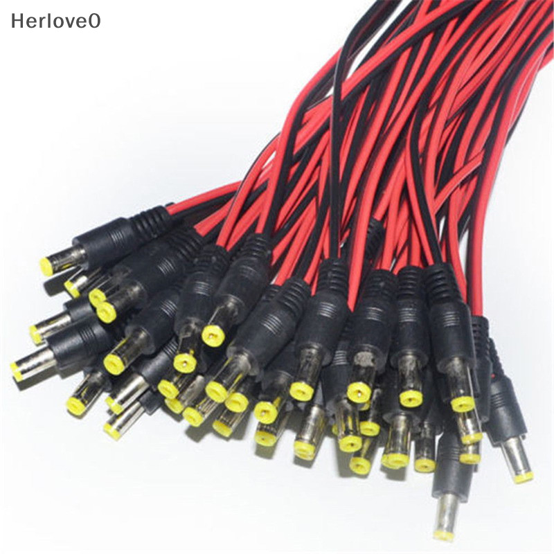 Herlove 10 件 5.5x2.1mm 公頭 + 母頭 DC 電源插座插孔插頭連接器電纜線 12V TW