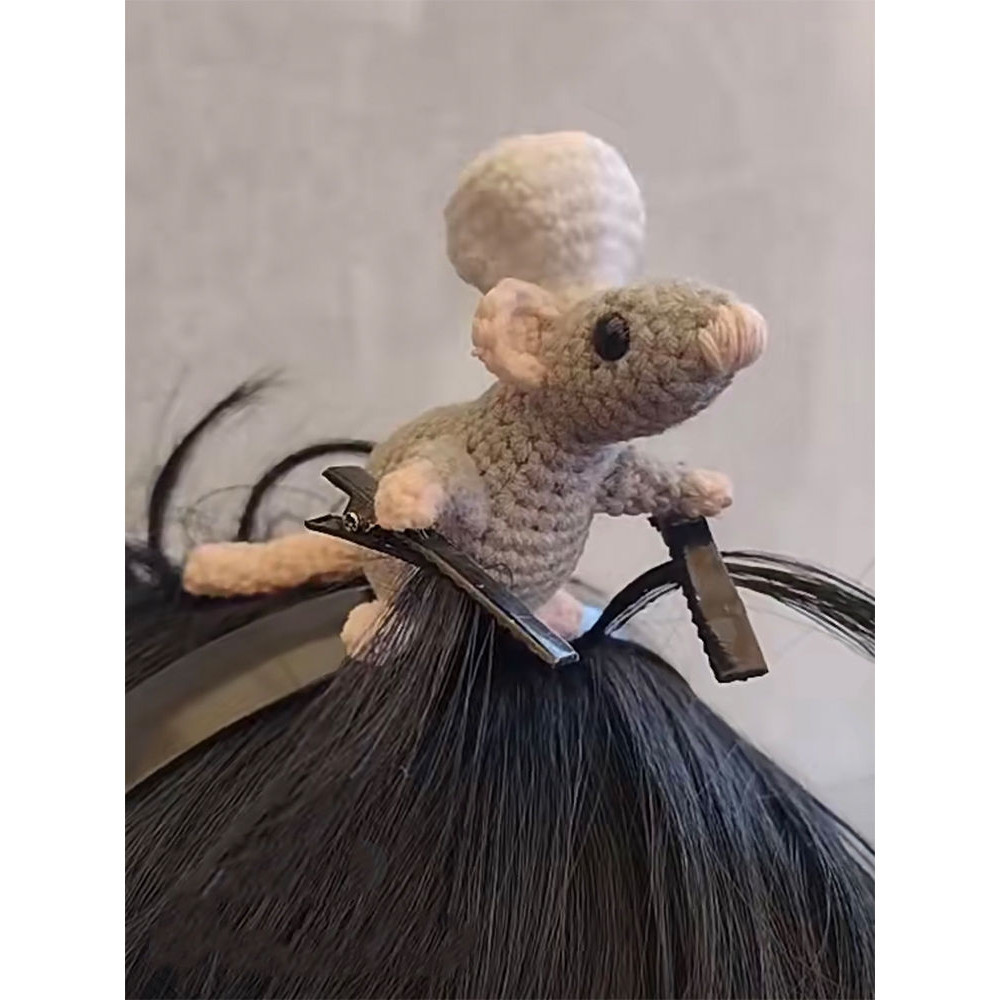 料理鼠王髮箍編織diy材料包 毛線鉤針小眾搞怪可愛髮箍