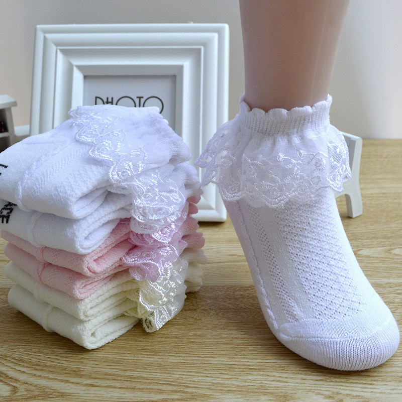 女寶寶蕾絲襪 時尚童襪 純棉 春秋薄款 公主短襪 兒童白舞襪