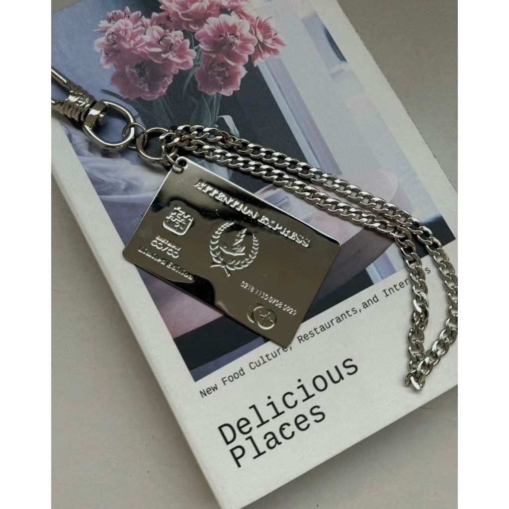 現貨✨韓國🇰🇷銀色鏈條卡牌鑰匙圈吊飾