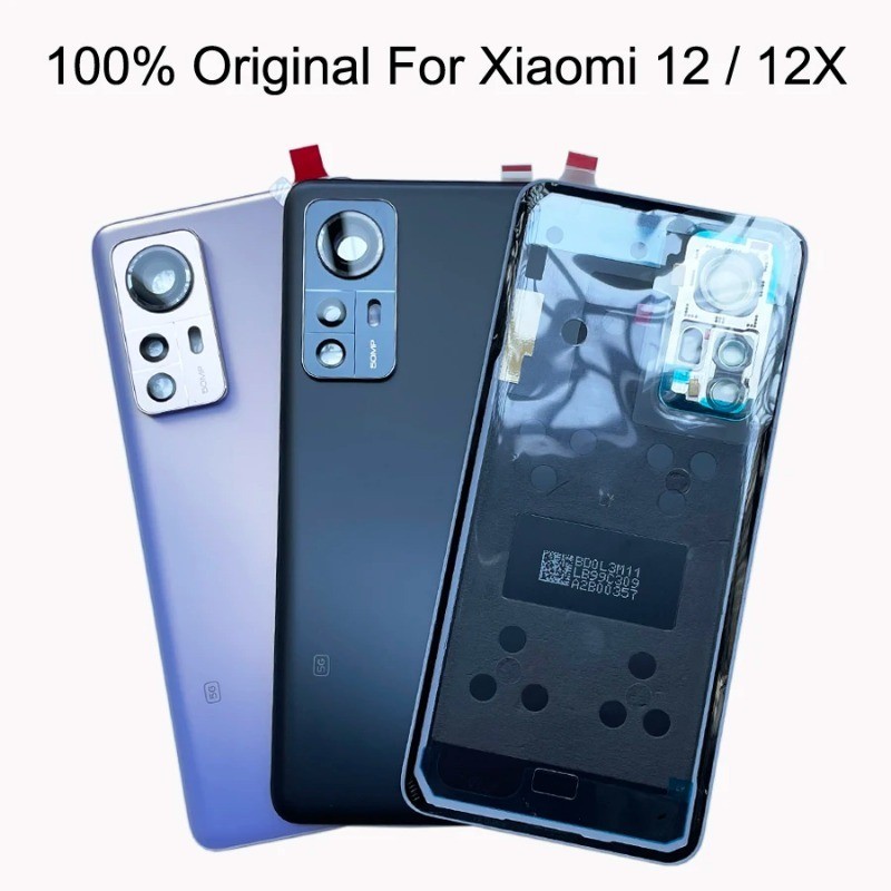 XIAOMI 原裝小米 12 12X 後蓋蓋 Mi12 5G 帶攝像頭玻璃鏡頭後電池玻璃門外殼智能手機零件