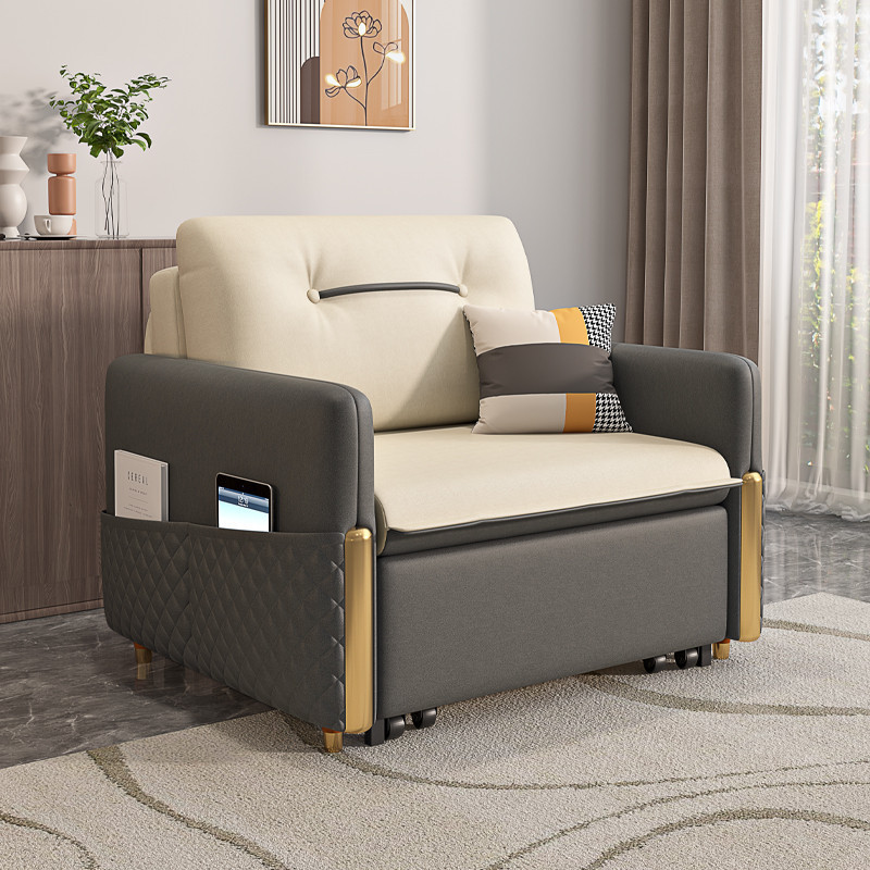 單人摺疊沙發床兩用小戶型實木儲物現代簡約書房陽台多功能梳化床