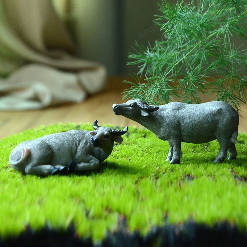 😃桃園出貨😃 水牛擺件中國風創意微景觀小馬裝飾品盆景假山擺飾造景桌麵小動物