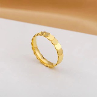 越南沙金魚鱗紋戒指女 網紅同款小眾設計感美人魚小圓片素圈指環