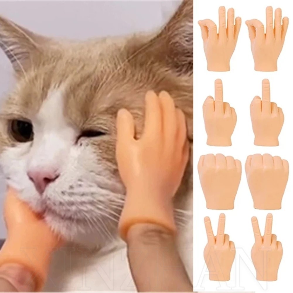 貓手指套 - 1/4 件模擬迷你手部玩具 - 創意可愛寵物按摩手指玩具 - 減壓小手玩具 - 迷你有趣的貓手套
