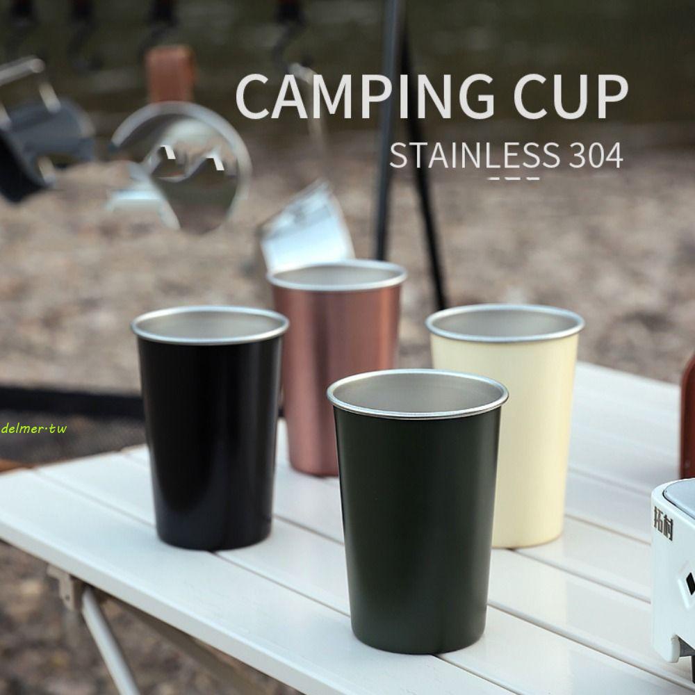 DELMER野營杯,不銹鋼304耐磨徒步旅行裝備可堆疊杯,防腐超輕350/50ML戶外咖啡杯野營