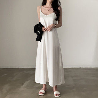 韓系chic 春夏新款緞面吊帶高級感小眾法式洋裝