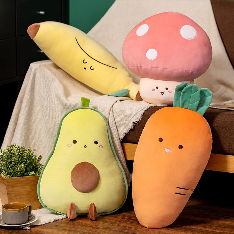 蔬果公仔 胡蘿蔔抱枕 靠墊 玩偶 蔬菜娃娃 香蕉抱枕 蘑菇玩偶 水果娃娃 水果枕頭