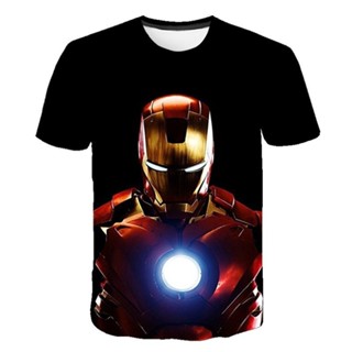 MARVEL 漫威超級英雄 3D 列印 T 恤兒童禮物鋼鐵俠電影男孩上衣 T 恤夏季 O 領短袖 T 恤