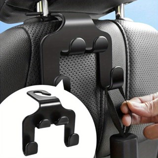 2件/套黑色通用多功能汽車座椅靠背掛鉤雙頭手機掛架頭枕掛袋收納掛架汽車內飾配件