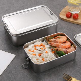 304不鏽鋼飯盒長方形保鮮餐盒分隔飯盒日式便當盒Food contai