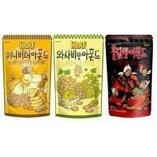 【享吃零食】韓國 HBAF 杏仁果-蜂蜜奶油味/山葵味 芥末味/火辣雞風味120G