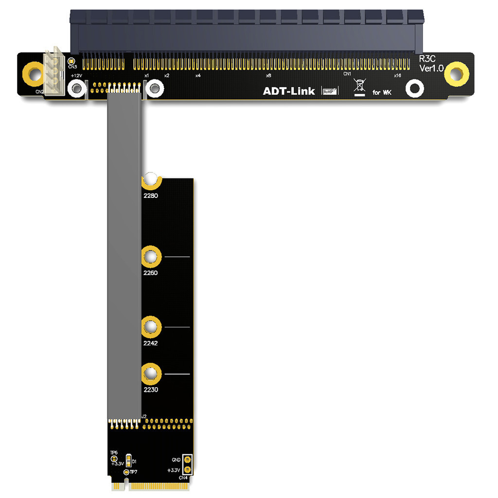 Jmt PCIe 3.0/4.0 x16 轉 M.2 用於 NVMe 擴展器 Gen4/3.0 Riser 適配器電纜