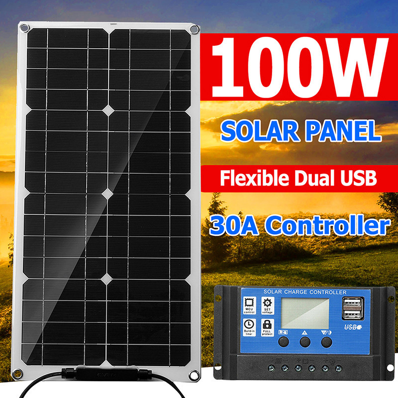 #HOT# 太陽能電池板帶 30A 電池充電器控制器多晶矽防水太陽能電池板電池充電器