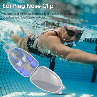 戶外運動 1 套便攜式耳塞防水舒適靈活鼻夾耳塞套裝游泳