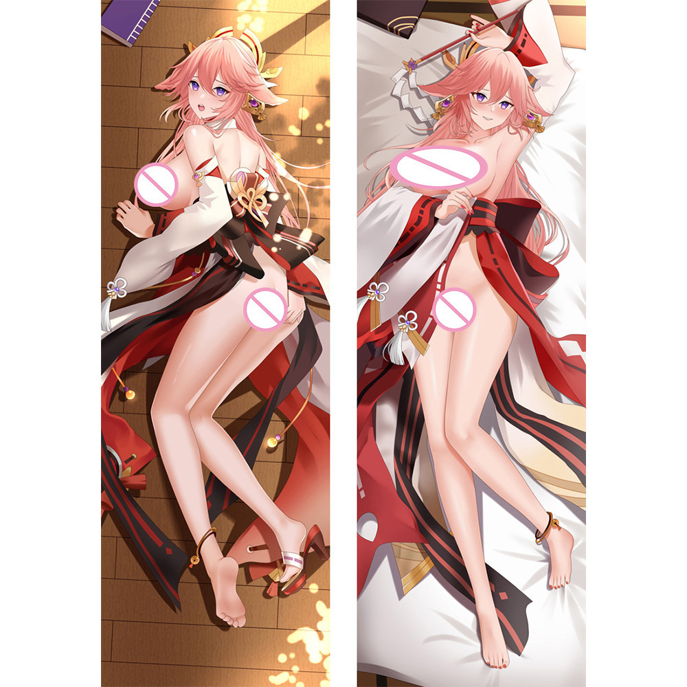 50x160cm Genshin Impact Yae Miko 軟抱枕禮品枕套靠墊套 Dakimakura 卡通枕套可