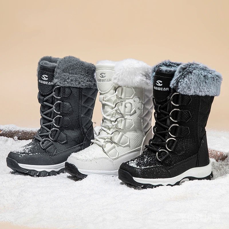 冬季兒童雪地保暖靴毛皮鞋男孩橡膠登山鞋時尚女孩鞋防水皮靴兒童 3XOP
