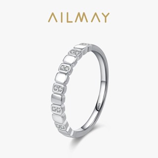Ailmay 925 純銀簡單氧化鋯手指戒指女士首飾禮物