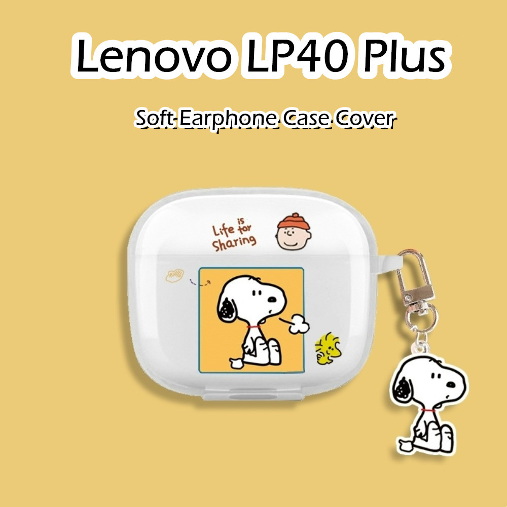 LENOVO 【潮流正面】適用於聯想 Lp40 Plus 手機殼卡通清新風格軟矽膠耳機殼外殼保護套