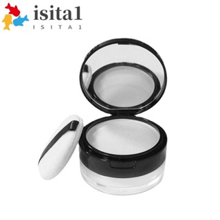 ISITA散粉鍋黑色手持緊湊型粉狀蛋糕盒圓形便攜式篩機包裝容器旅行化妝罐