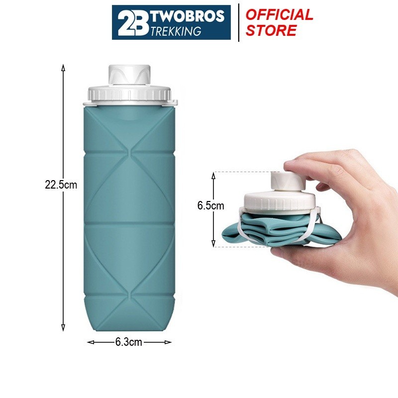 500 毫升可折疊矽膠折疊水瓶可折疊口袋,野營旅行 - 正品 TWOBROS