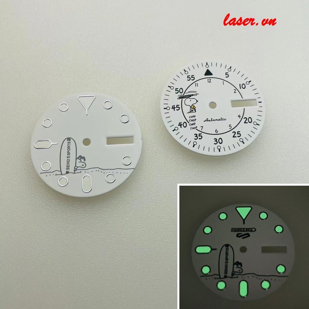 2024新款NH36錶盤直徑28.5mm 綠夜光卡通小狗機械錶NH36a字面手錶配件