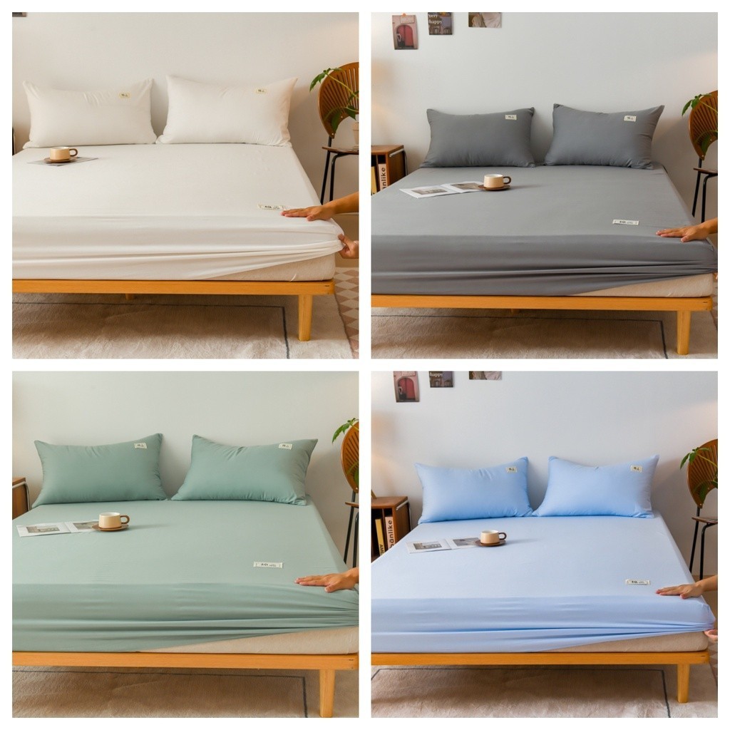 【全站最低價】新款簡約素色純棉床包 多個顏色床罩 枕套 高彈性鬆緊帶防滑全包裹床墊保護套 單人雙人尺寸 9C4G