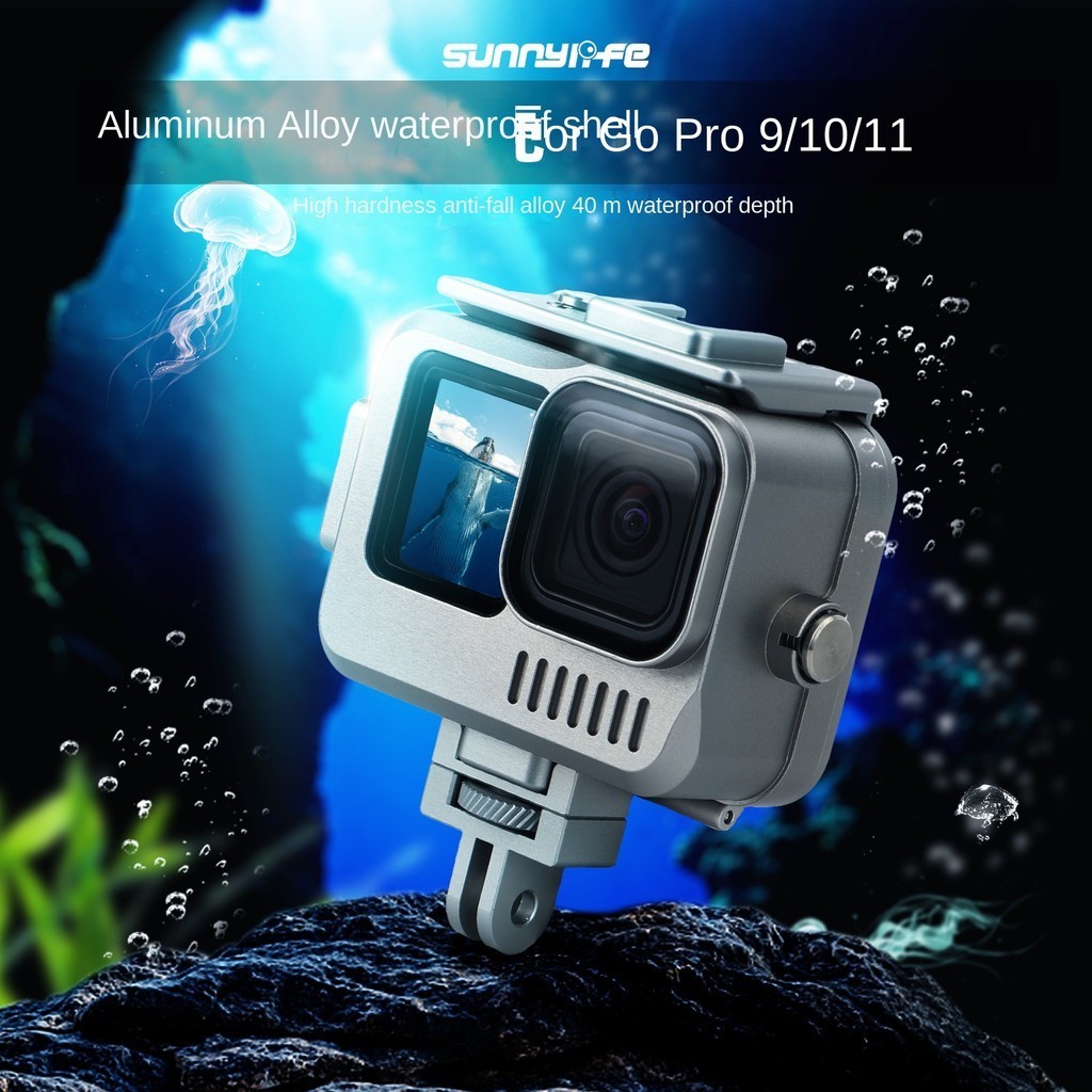 Sunnylife適用於GoPro 12 / 11 / 10鋁合金防水殼運動相機配件拓展潛水保護