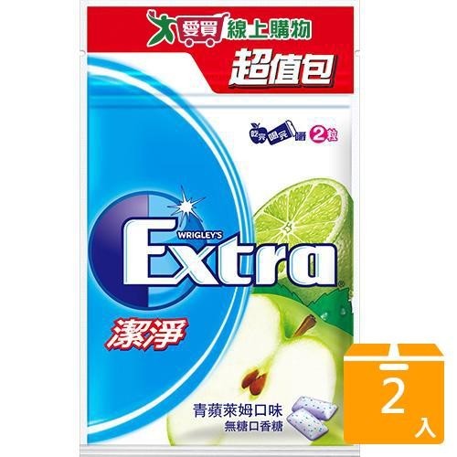 Extra潔淨無糖口香糖起值包-青蘋萊姆口味62g【兩入組】【愛買】