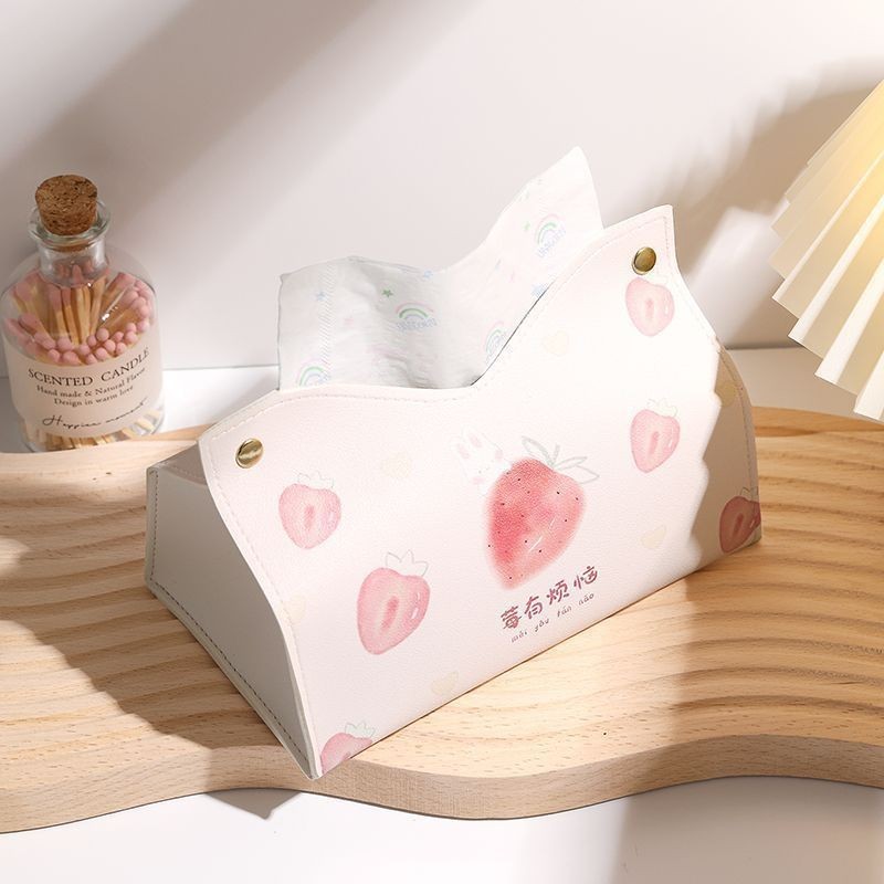 TZ9P 工廠直銷草莓可愛紙巾盒家用客廳抽紙盒多功能收納餐巾紙盒紙抽盒
