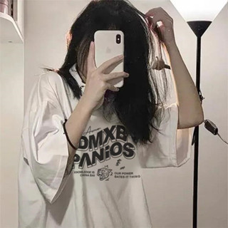 【現貨速發】 【DIFF】韓版寬鬆字母半長袖短袖上衣 短袖t恤 女裝 顯瘦上衣 衣服 寬鬆上衣【T569】