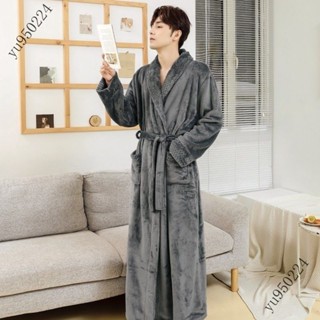 ✨可開發票#睡衣男鞦鼕法蘭絨加厚加長款珊瑚絨睡袍鼕季加絨保暖浴衣男士浴袍#萬聖商行