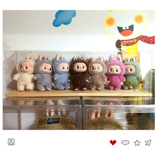 泡泡瑪特Labubu 拉布布馬卡龍搪膠臉盲盒收納盒坐坐派對展示盒labubu展示盒labubu收納拉布布展示盒