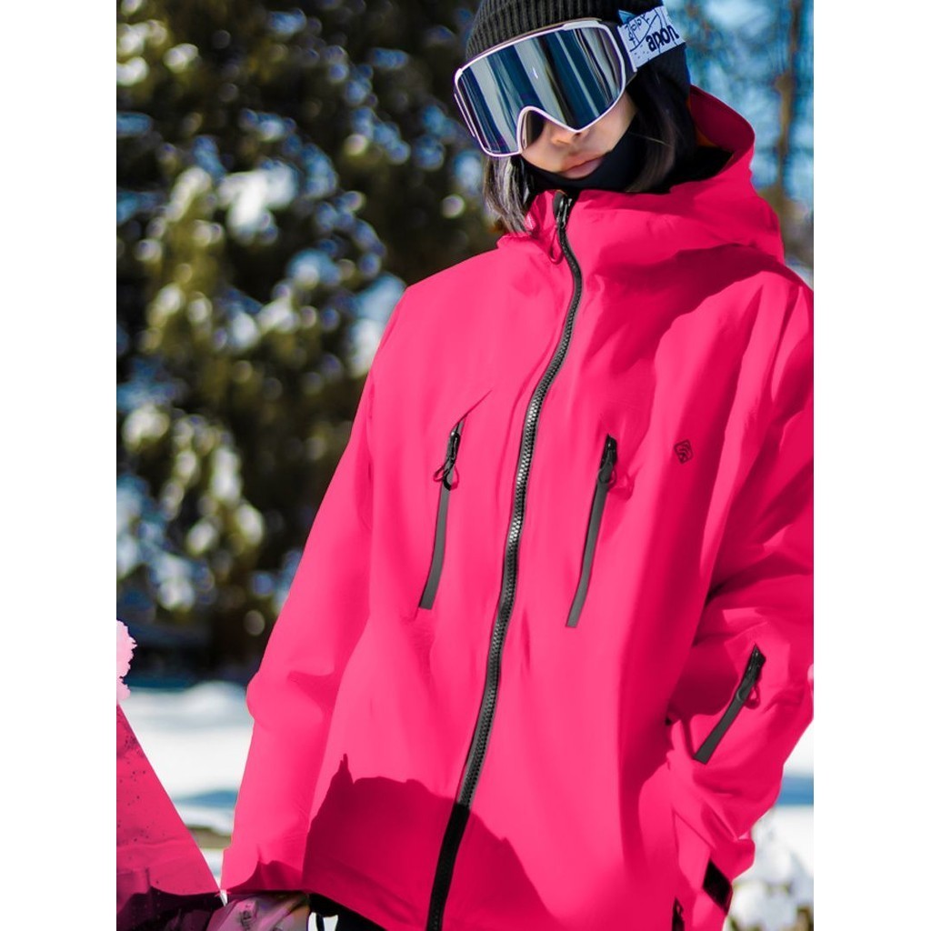【現貨】滑雪服 滑雪衣 雪地外套 防寒外套 滑雪 防水 保暖熒光粉色滑雪服3L全壓膠刷毛防水防風保暖耐磨滑雪外套單板滑雪